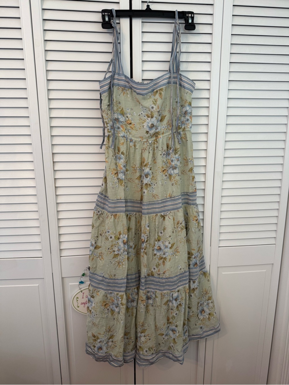 VTG 90S BY THE RIVER TIERED DRESS Size M MOSS GREEN LONG